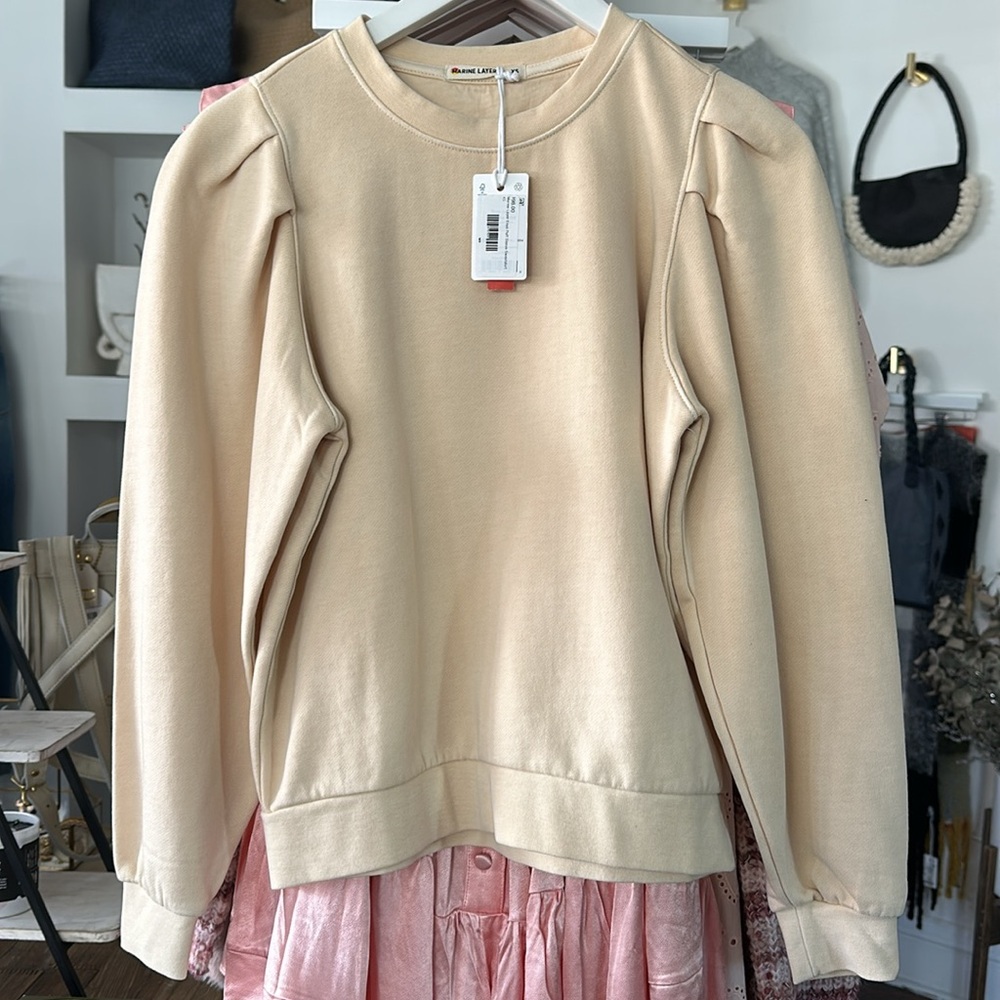 Marine Layer Sweatshirt Enya Puff Sleeve Comfy - Picture 4 of 6